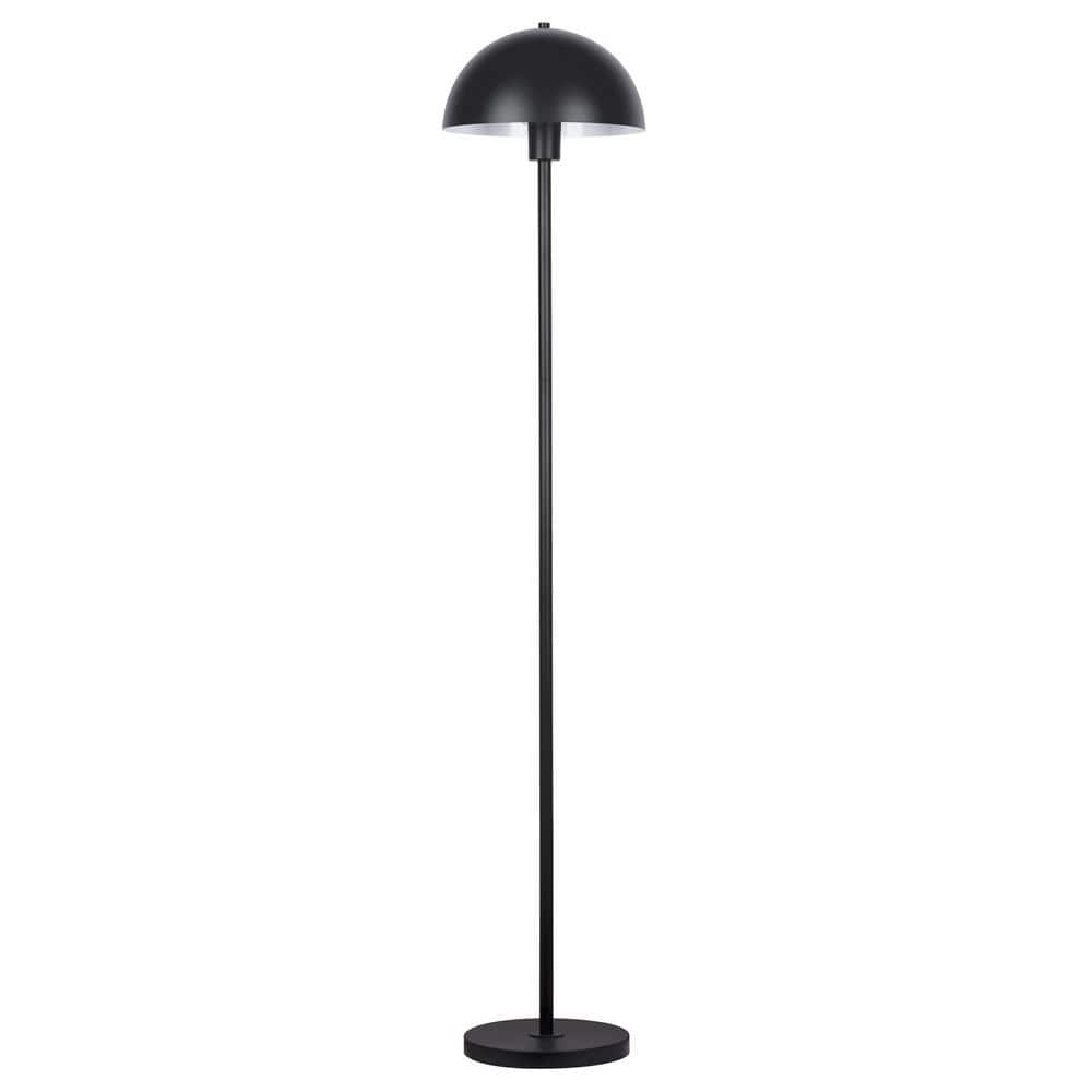  Vega 56 In. Black 1-Light Standard Floor Lamp With Metal Dome Shade