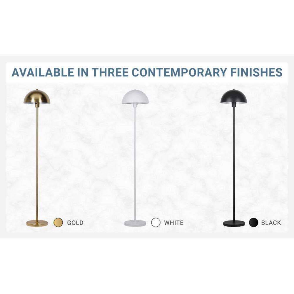  Vega 56 In. Black 1-Light Standard Floor Lamp With Metal Dome Shade