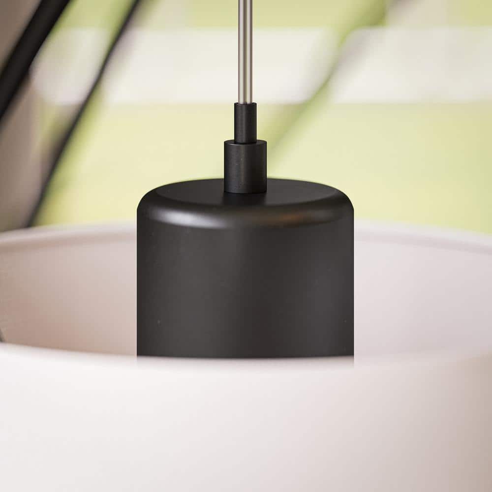  Leah 83.5 In. Black 3-Light Arc Floor Lamp With Linen Drum Shade