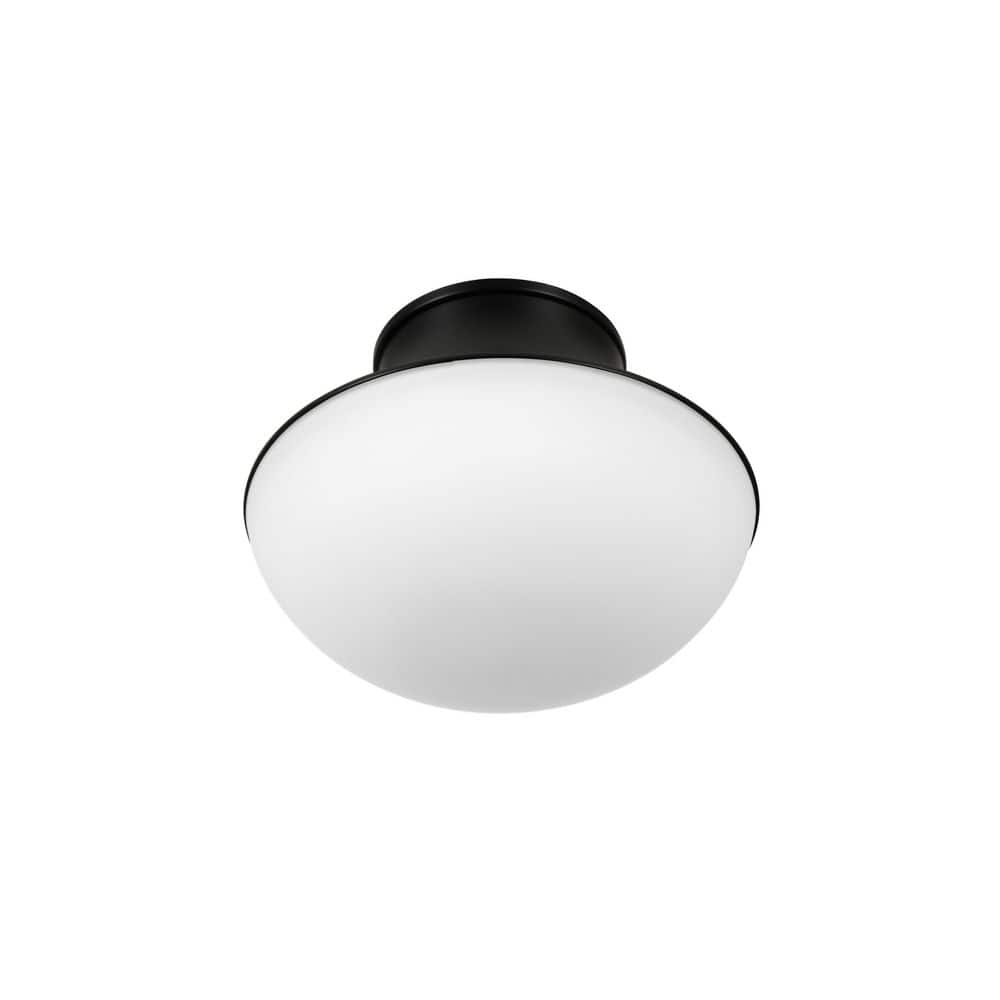  Chelsea 7 In. 1-Light Black Flush Mount With Frosted Glass Shade