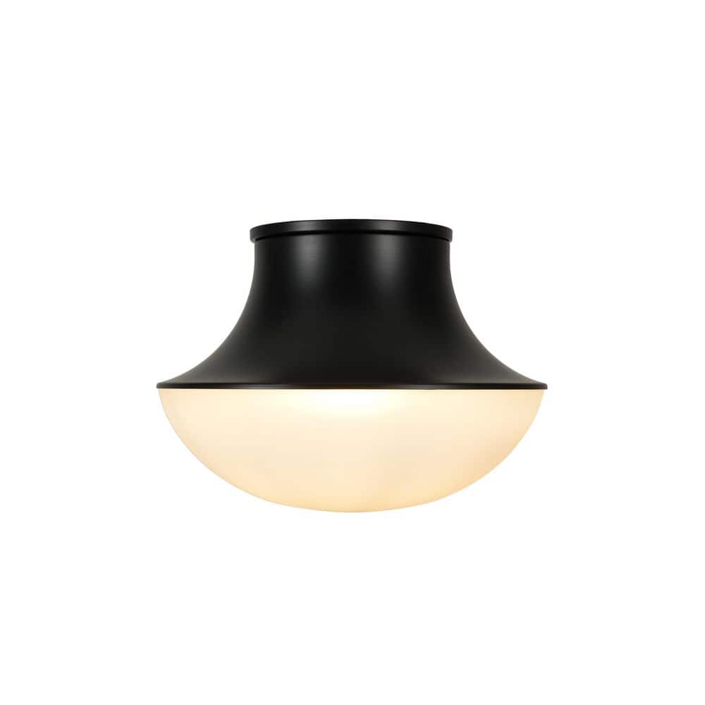  Chelsea 7 In. 1-Light Black Flush Mount With Frosted Glass Shade