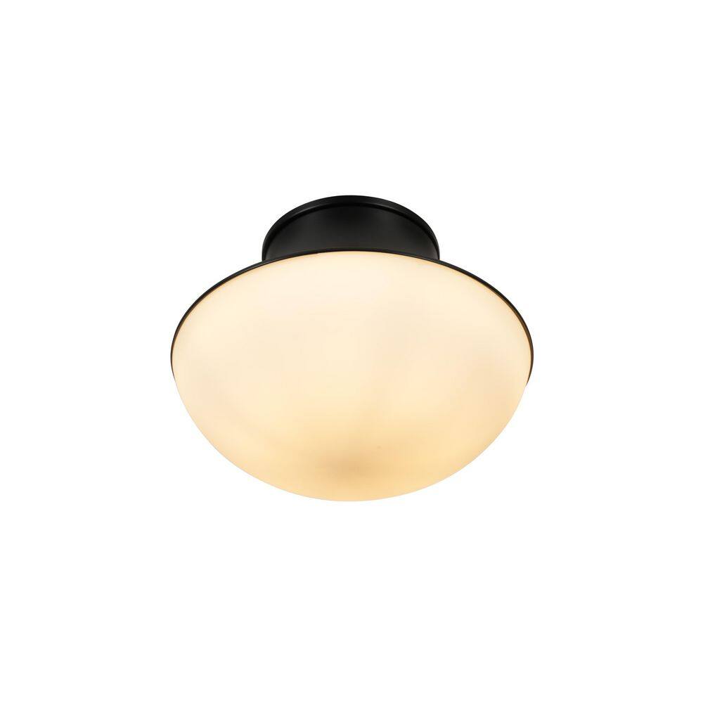  Chelsea 7 In. 1-Light Black Flush Mount With Frosted Glass Shade