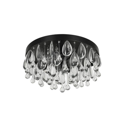 Cascade 13 In. 3-Light Black Flush Mount With Crystal Shade