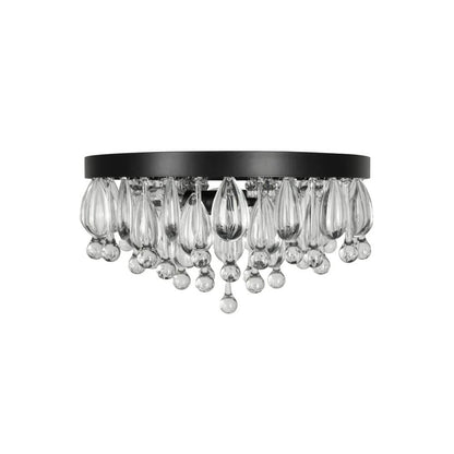  Cascade 13 In. 3-Light Black Flush Mount With Crystal Shade