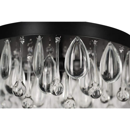  Cascade 13 In. 3-Light Black Flush Mount With Crystal Shade