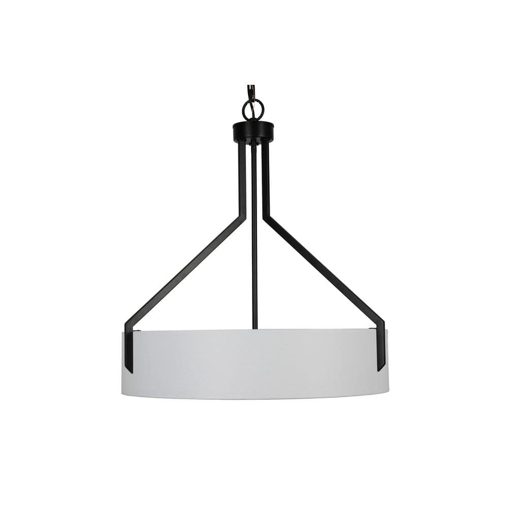  Thayne 300-Watt 5-Light Black Drum Pendant Light With Fabric Shade