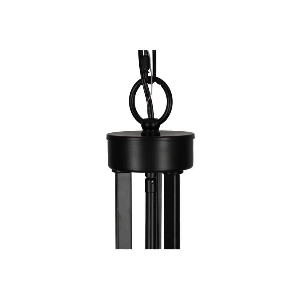  Thayne 300-Watt 5-Light Black Drum Pendant Light With Fabric Shade