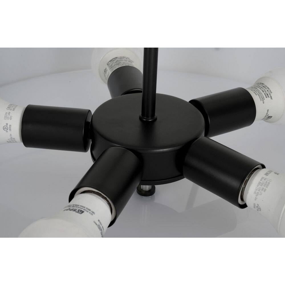  Thayne 300-Watt 5-Light Black Drum Pendant Light With Fabric Shade
