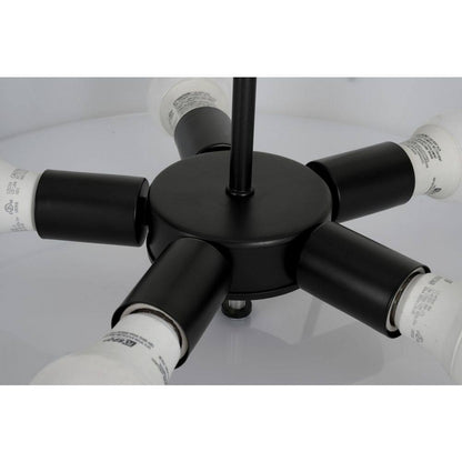  Thayne 300-Watt 5-Light Black Drum Pendant Light With Fabric Shade