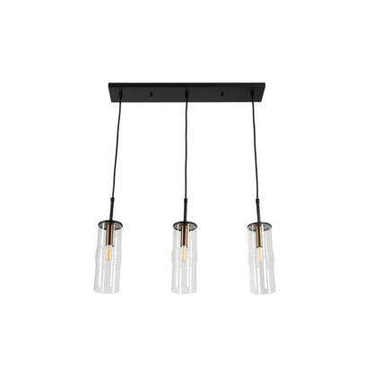  Caulford 120-Watt 3-Light Black Shaded Pendant Light With Clear Glass Shade