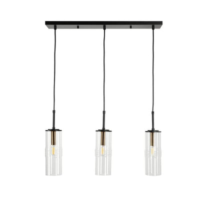  Caulford 120-Watt 3-Light Black Shaded Pendant Light With Clear Glass Shade