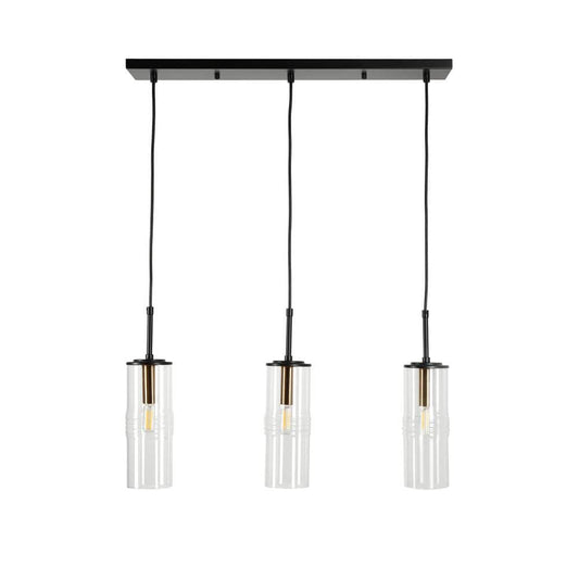  Caulford 120-Watt 3-Light Black Shaded Pendant Light With Clear Glass Shade