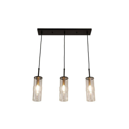  Caulford 120-Watt 3-Light Black Shaded Pendant Light With Clear Glass Shade