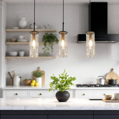  Caulford 120-Watt 3-Light Black Shaded Pendant Light With Clear Glass Shade