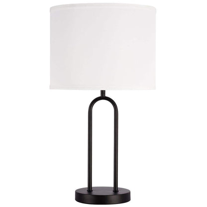  Isla 20 In. Black Bedside Table Lamp With White Linen Shade