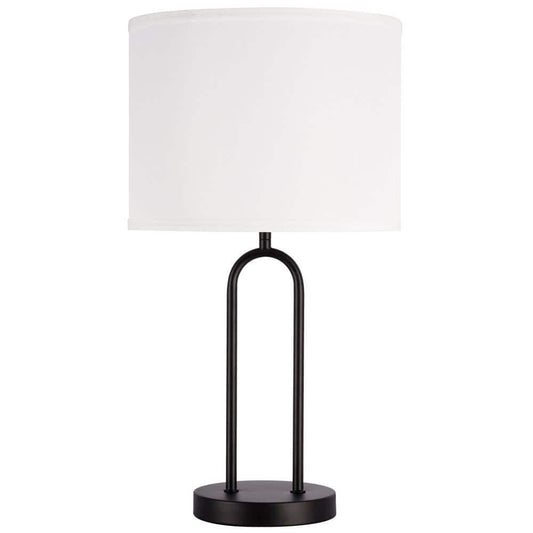  Isla 20 In. Black Bedside Table Lamp With White Linen Shade