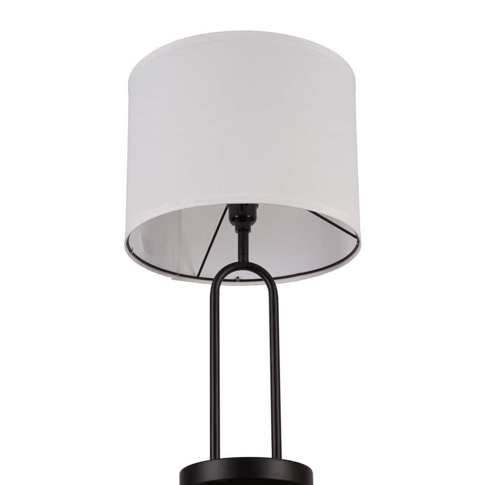  Isla 20 In. Black Bedside Table Lamp With White Linen Shade