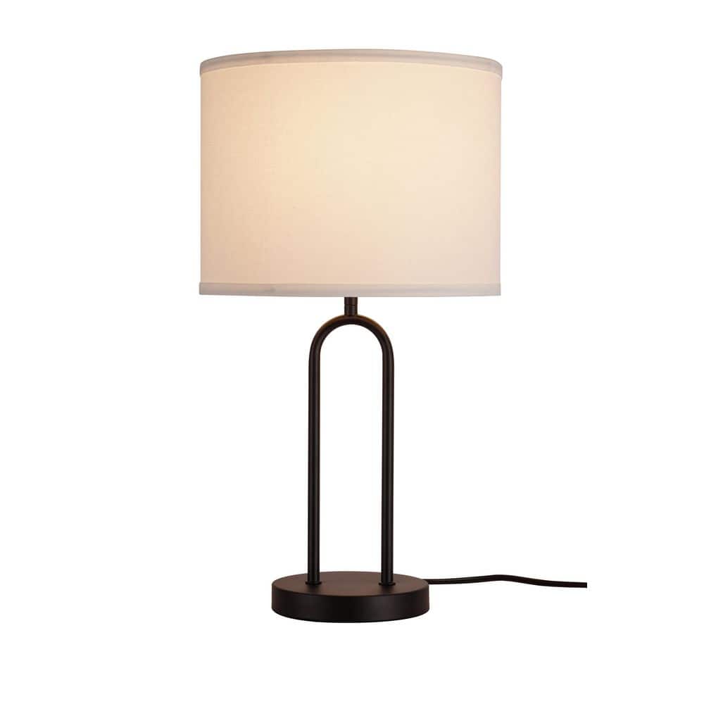  Isla 20 In. Black Bedside Table Lamp With White Linen Shade