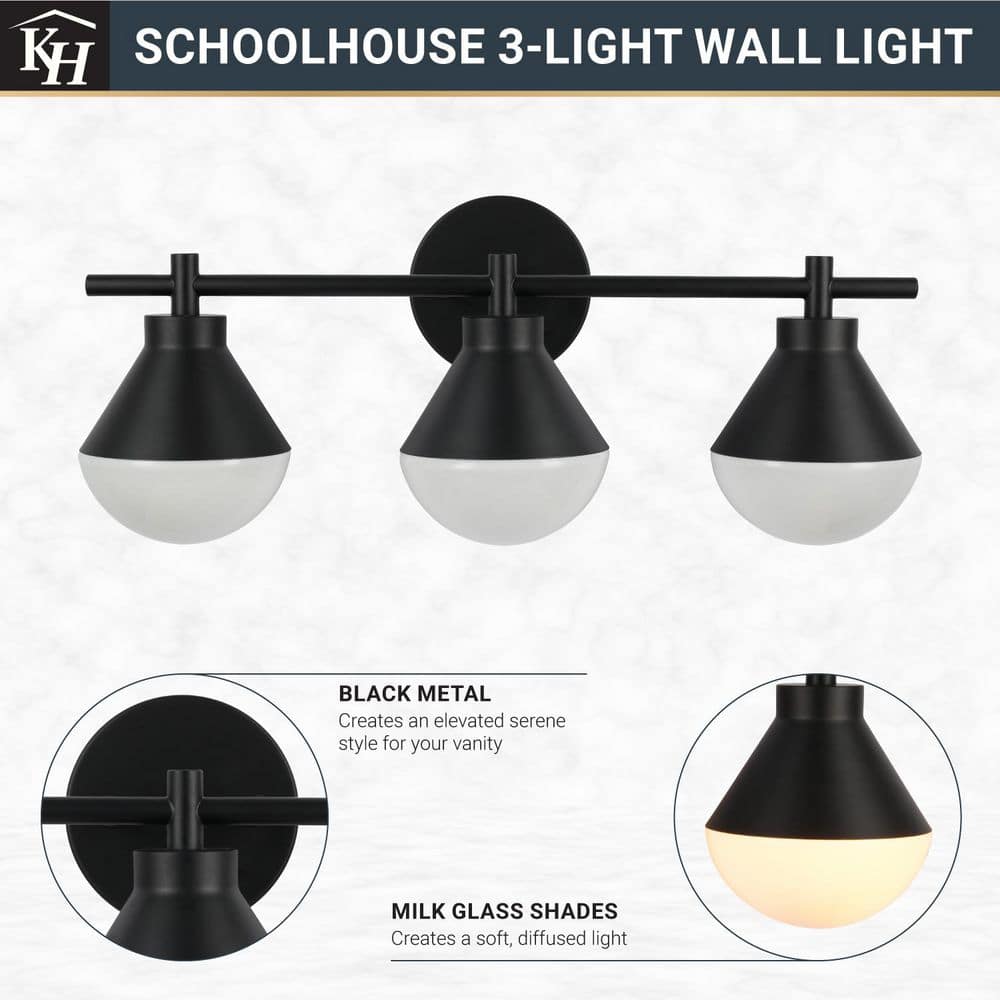 Schoolhouse 5 In. 3-Light Black Vanity Light