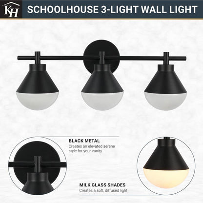  Schoolhouse 5 In. 3-Light Black Vanity Light