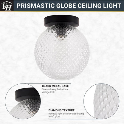  Prismatic 6 In. 1-Light Black Wall Sconces With Globe Shade