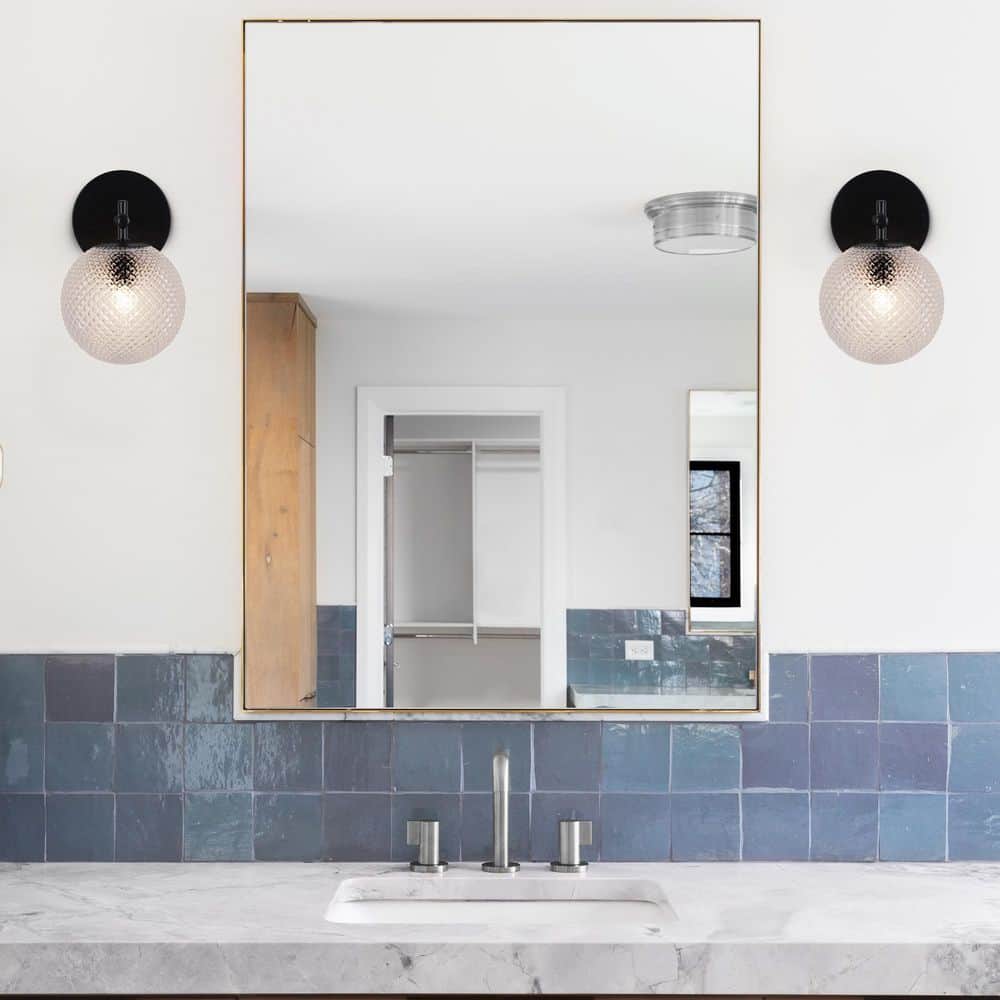  Prismatic 6 In. 1-Light Black Wall Sconces With Globe Shade