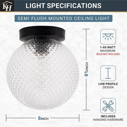  Prismatic 6 In. 1-Light Black Wall Sconces With Globe Shade