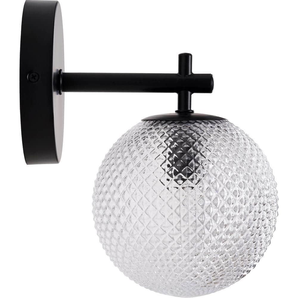  Prismatic 6 In. 1-Light Black Wall Sconces With Globe Shade