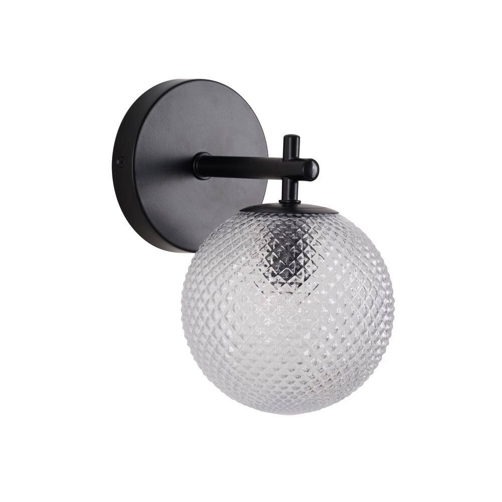  Prismatic 6 In. 1-Light Black Wall Sconces With Globe Shade