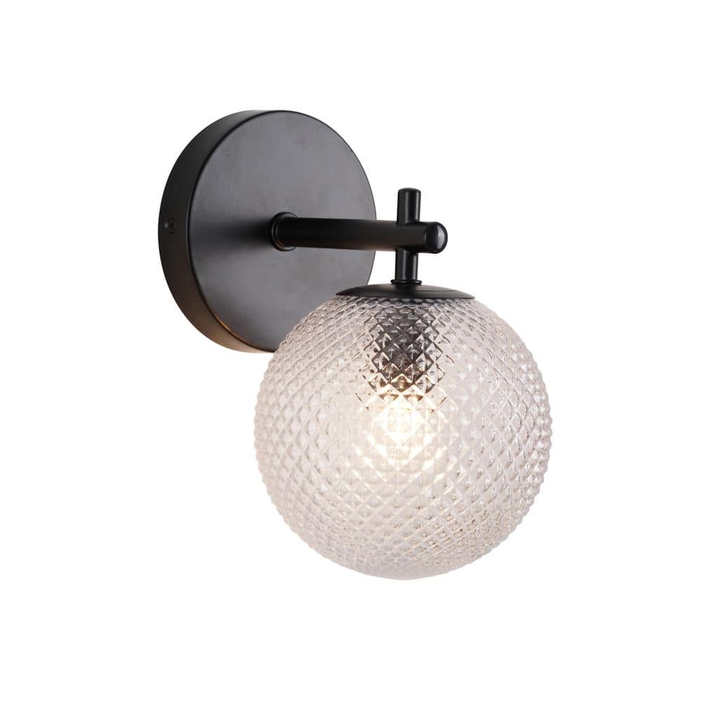  Prismatic 6 In. 1-Light Black Wall Sconces With Globe Shade