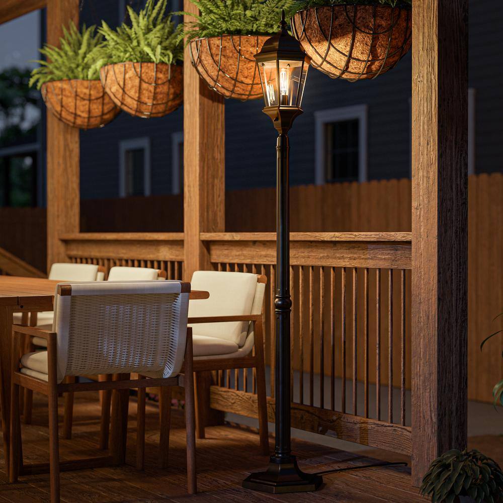  Kenroy Home 1-Light Bronze Steel Plug-in Outdoor Weather Resistant And Waterproof Post Light Set