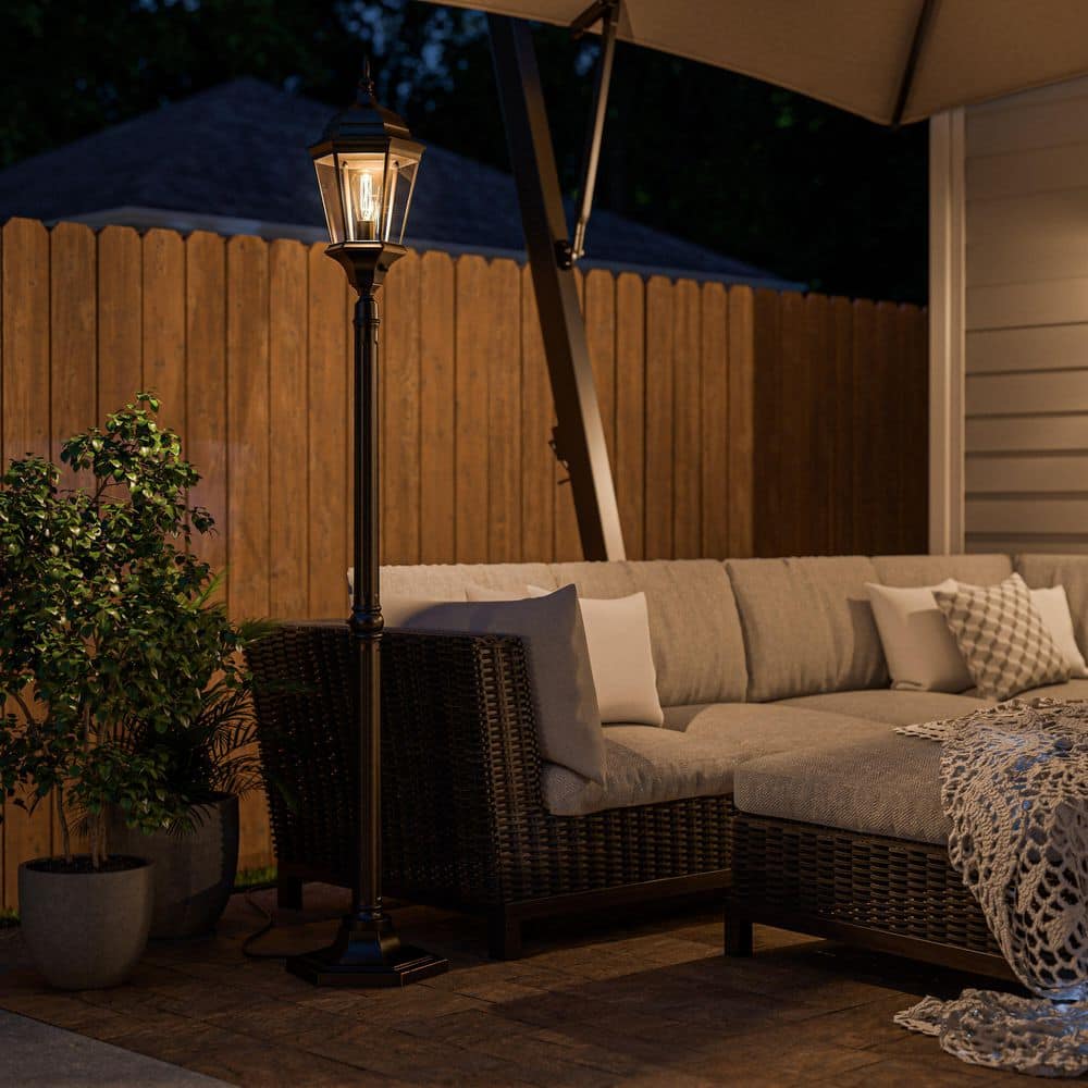  Kenroy Home 1-Light Bronze Steel Plug-in Outdoor Weather Resistant And Waterproof Post Light Set