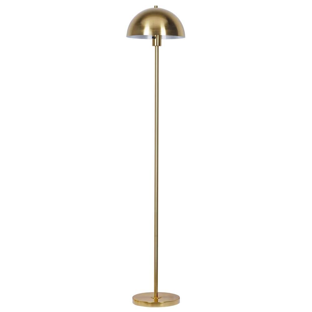  Vega 56 In. Brushed Gold 1-Light Standard Floor Lamp With Metal Dome Shade