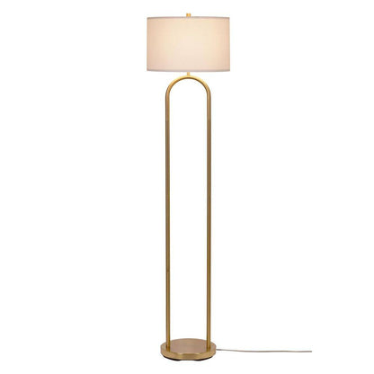  Isla 64 In. Brushed Gold 1-Light Standard Floor Lamp With Linen Drum Shade