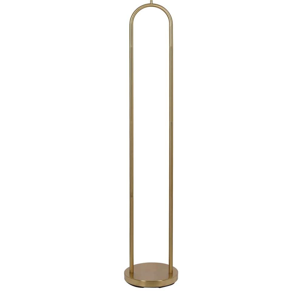  Isla 64 In. Brushed Gold 1-Light Standard Floor Lamp With Linen Drum Shade