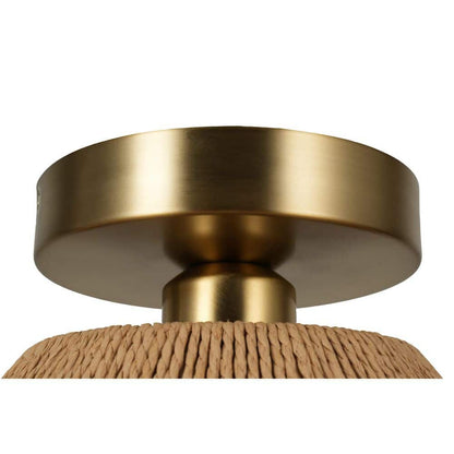  Twine 16 In. 1-Light Brushed Gold Semi-Flush Mount With Rattan Shade