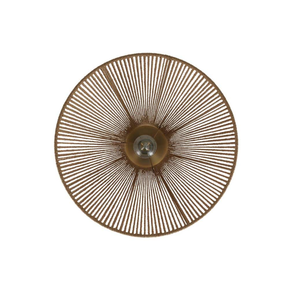  Twine 16 In. 1-Light Brushed Gold Semi-Flush Mount With Rattan Shade