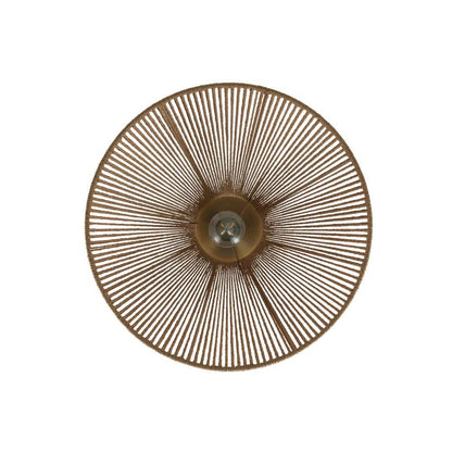  Twine 16 In. 1-Light Brushed Gold Semi-Flush Mount With Rattan Shade