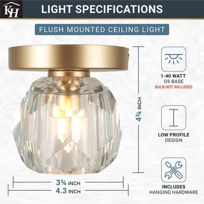  Cheateau 4.3 In. 1-Light Brushed Gold Flush Mount With Clear Glass Shade