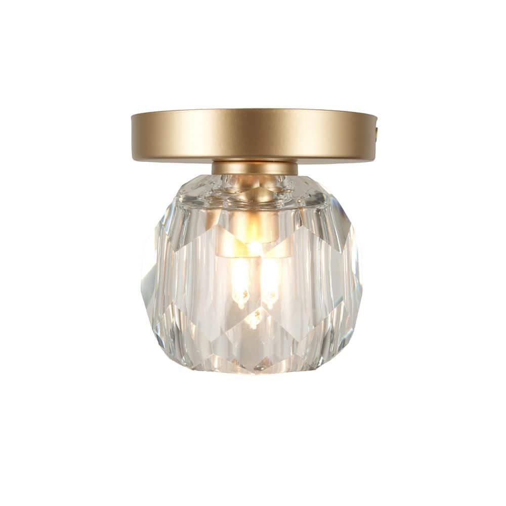  Cheateau 4.3 In. 1-Light Brushed Gold Flush Mount With Clear Glass Shade