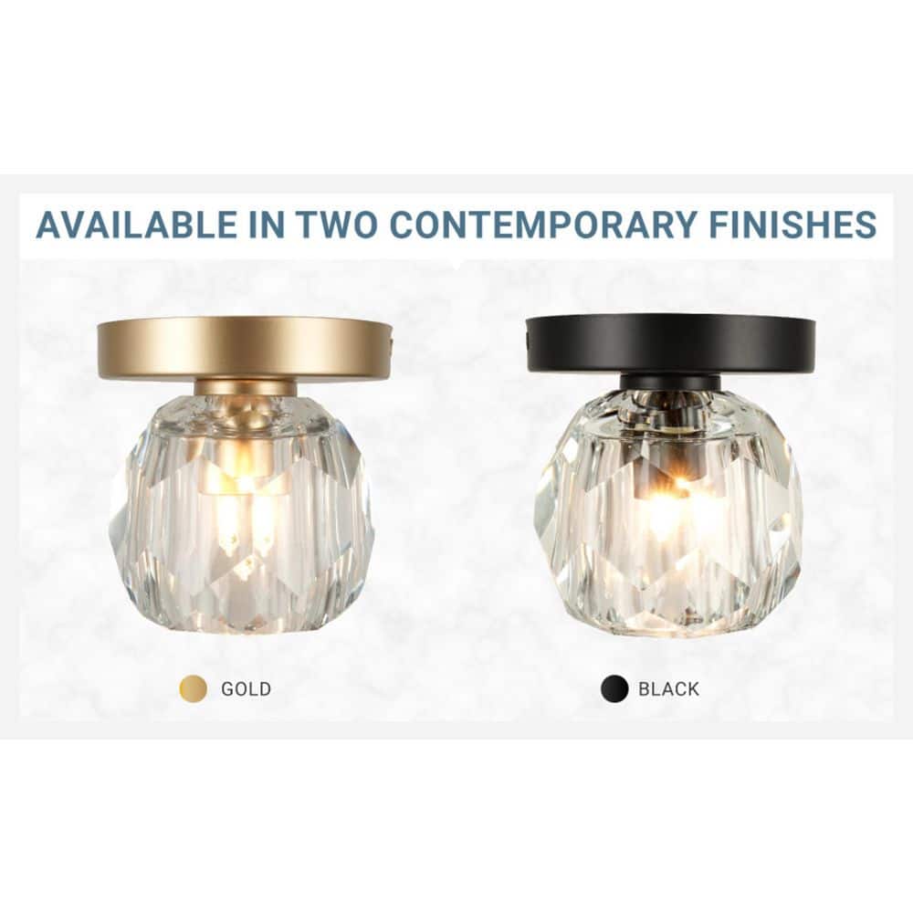  Cheateau 4.3 In. 1-Light Brushed Gold Flush Mount With Clear Glass Shade