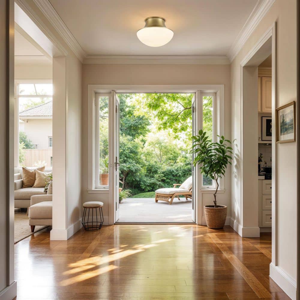  Chelsea 7 In. 1-Light Brushed Gold Flush Mount With Frosted Glass Shade