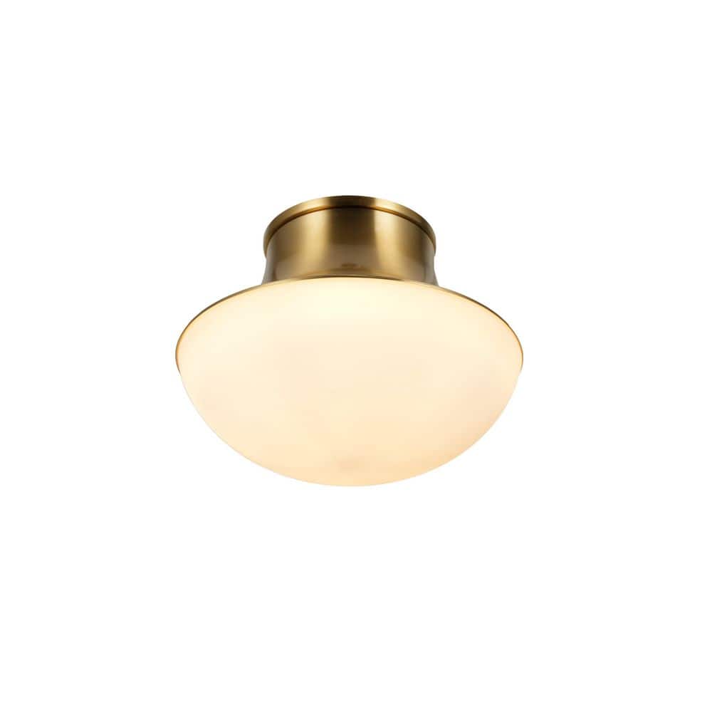  Chelsea 7 In. 1-Light Brushed Gold Flush Mount With Frosted Glass Shade
