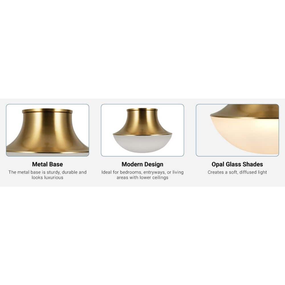  Chelsea 7 In. 1-Light Brushed Gold Flush Mount With Frosted Glass Shade
