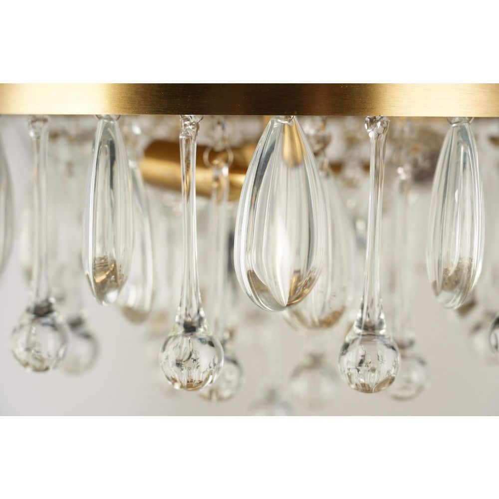  Cascade 13 In. 3-Light Brushed Gold Flush Mount With Crystal Shade