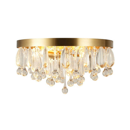  Cascade 13 In. 3-Light Brushed Gold Flush Mount With Crystal Shade