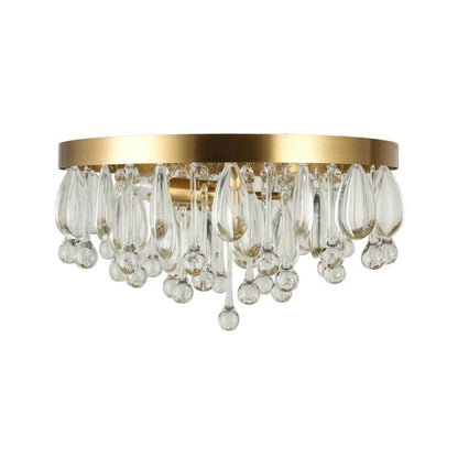  Cascade 13 In. 3-Light Brushed Gold Flush Mount With Crystal Shade