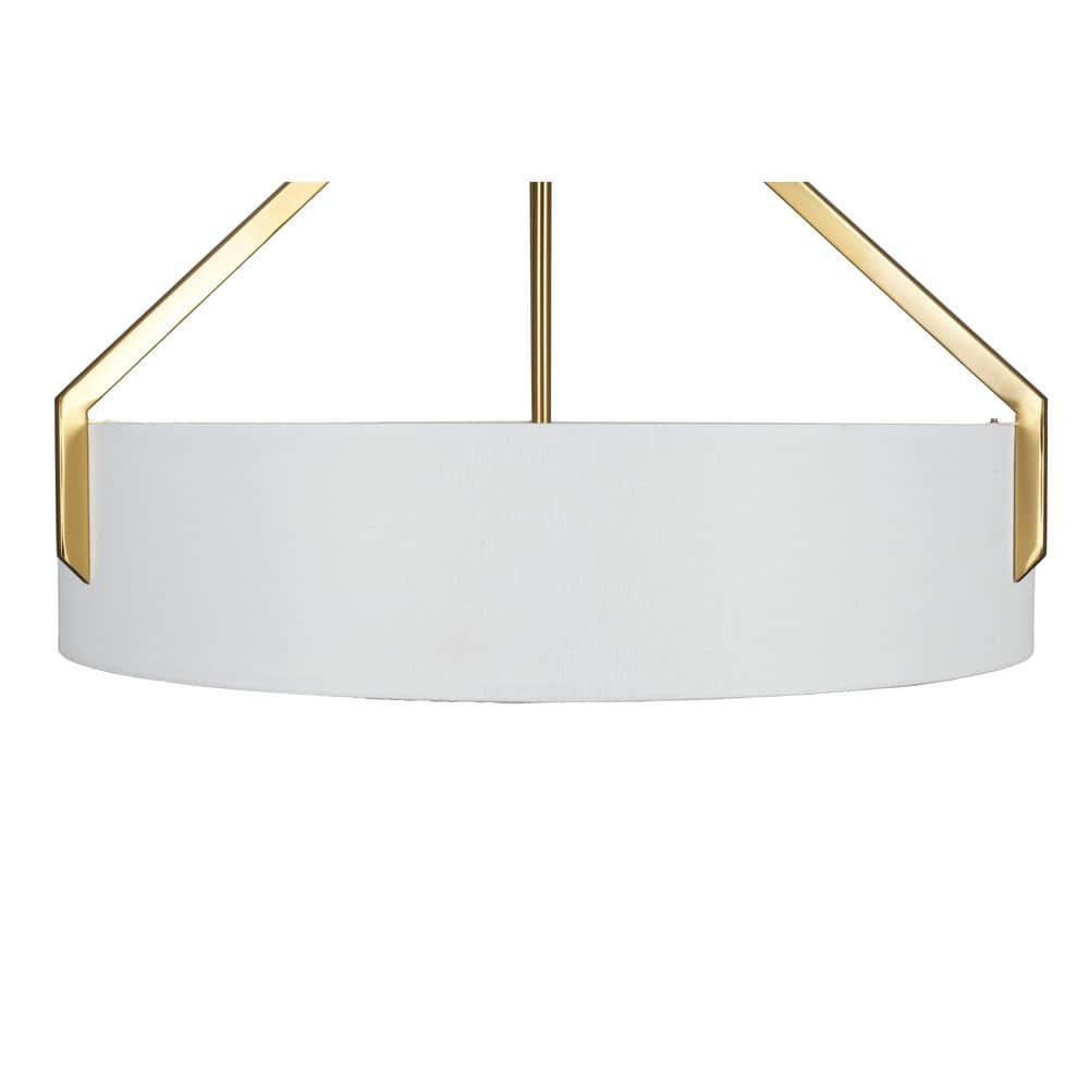  Thayne 300-Watt 5-Light Brushed Gold Drum Pendant Light With Fabric Shade