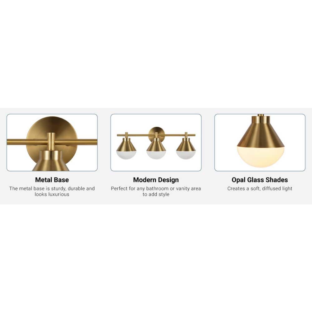  Schoolhouse 5 In. 3-Light Brushed Gold Vanity Light