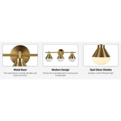  Schoolhouse 5 In. 3-Light Brushed Gold Vanity Light